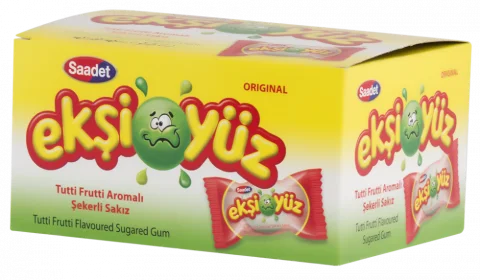 1 Paket x100 Ekşiyüz Tutti Frutti Aromalı Şekerli Sakız