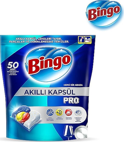 1 koli x6 Bingo Akıllı Kapsül Pro Bulaşık makinası deterjanı 50 Li