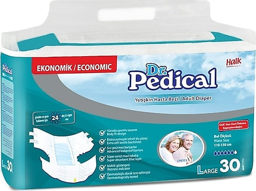 1 adet Dr. Pedical Hasta Bezi Bağlamalı Large 30 Adet