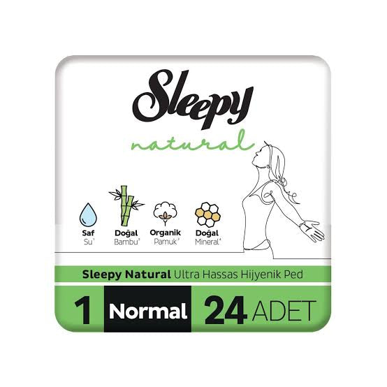 1 koli X12 Sleepy 1 Natural Premium Plus Normal 24'lı Hijyenik Ped