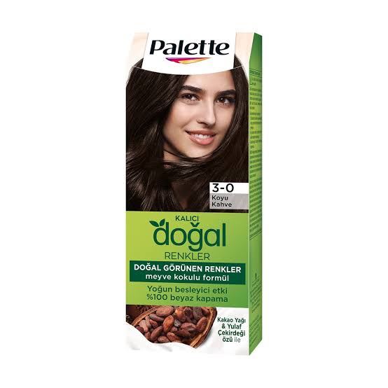 1 adet Palette Kalıcı Doğal Renkler Saç Boyası 3-0 Koyu Kahve