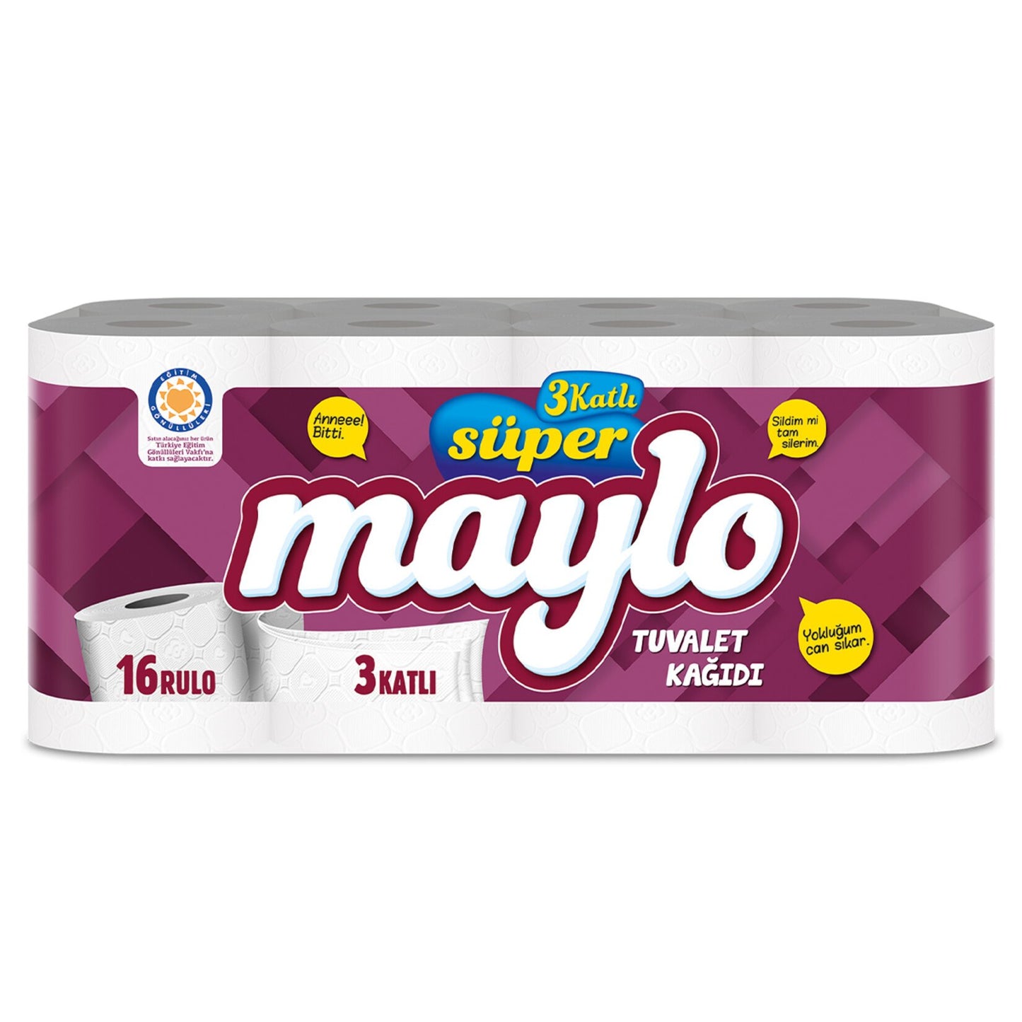 1 koli x3 Maylo 3 Katlı Tuvalet Kağıdı 16'Lı