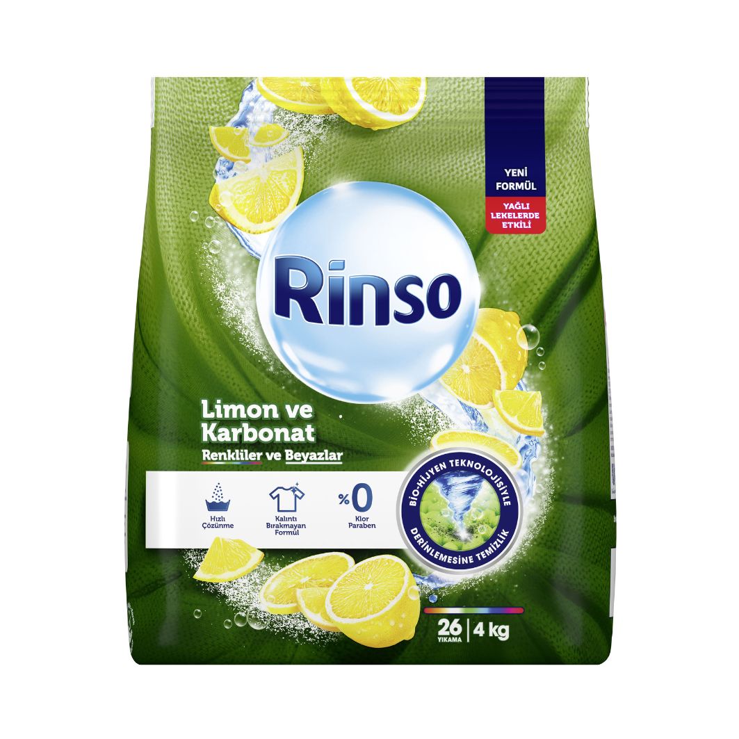 1 koli x 4 adet Rinso Toz Deterjan Limon ve Karbonat 4 Kg