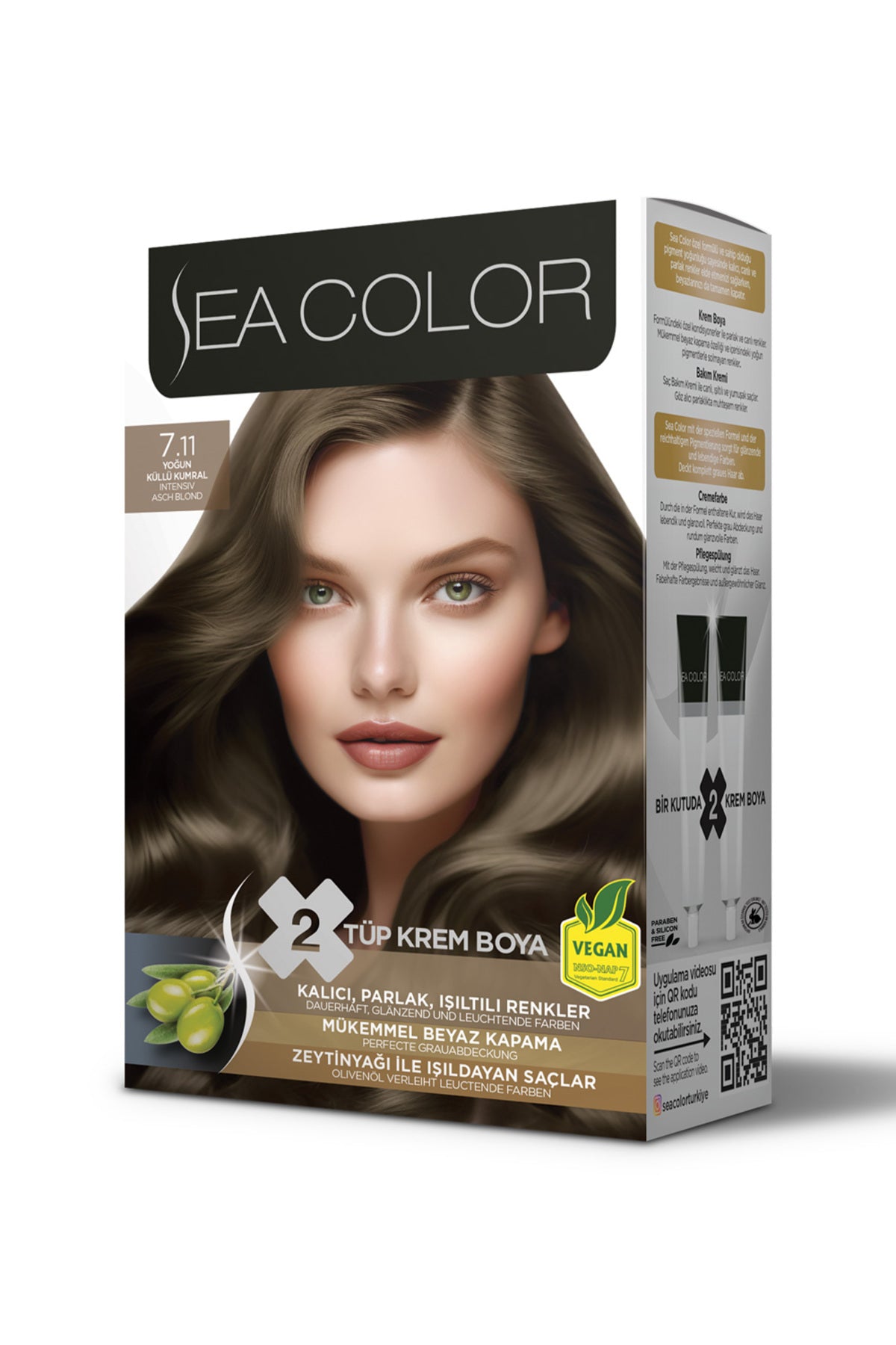 6 adet Sea Color 7.11 Yoğ.Küllü Kumral Saç Boyası