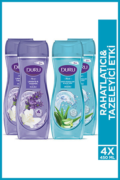 1 koli x12 Duru Moods Lavanta ve Yasemin Duş Jeli 450 ml deniz esintisi 2 çeşit