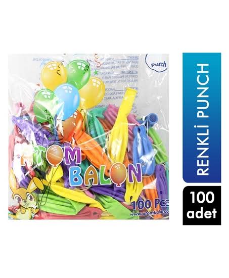 1 paket Atom Balon İpli 100'lü Paket