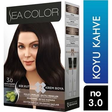 6 adet Sea Color 3.0 Koyu Kahve Renk Krem Saç Boyası