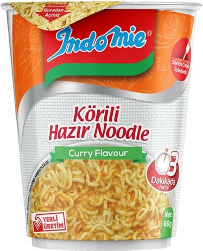 1 koli karma X12 adet Indomie Köri Aromalı + tavuk 12 adet Bardak Hazır Noodle 60 gr