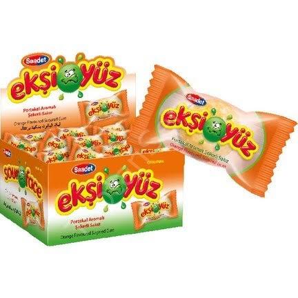 1 Paket x100 Ekşiyüz Portakal Aromalı Şekerli Sakız