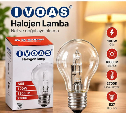 1 paket x12 İvoas Halojen Ampul 100W
