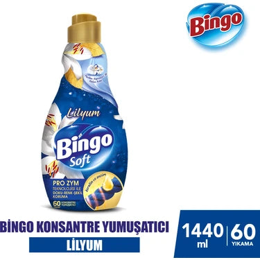 1 koli x9 Bingo Bingo Soft Konsantre Çamaşır Yumuşatıcısı Lilyum 1440 ml