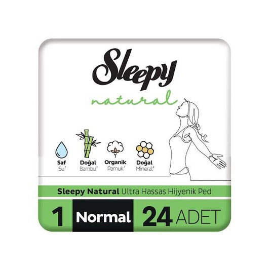 1 koli X12 Sleepy 1 Natural Premium Plus Normal 24'lı Hijyenik Ped