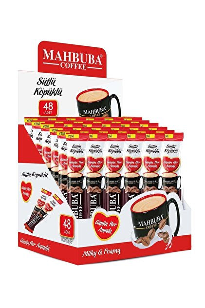 1 paket Mahbuba 3ü1 Arada Sütlü Köpüklü 48li Kupa Bardak Hediyeli