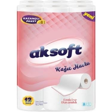 1 koli x 4 Aksoft 12'li Beyaz Kağıt Havlu