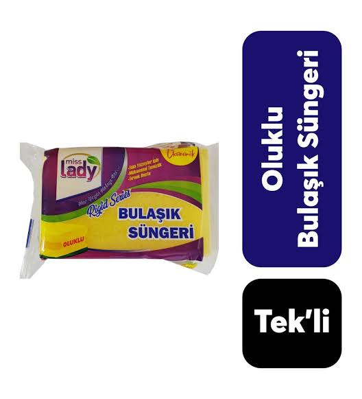 1 paket x36 Miss Lady Oluklu Bulaşık Süngeri tekli
