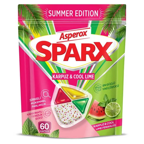 1 koli x4 Asperox Sparx Karpuz ve Cool Lime Bulaşık Kapsülü 60 Adet