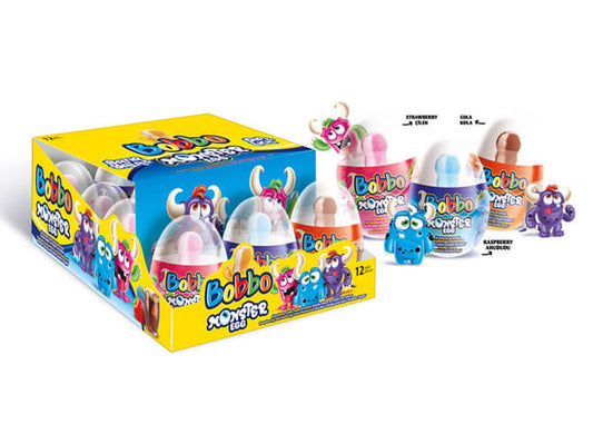 1 paket x 12 Bobbo Monster Egg Lolıpop Şeker 32