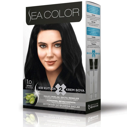 6 adet Sea Color 1.0 Siyah 100 ml Saç Boyası