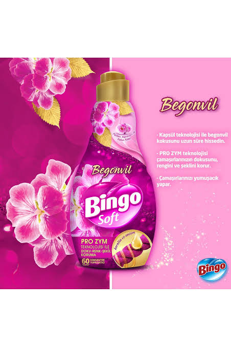 1 koli x9 Bingo Soft Konsantre Çamaşır Yumuşatıcısı Begonvil 1440 m