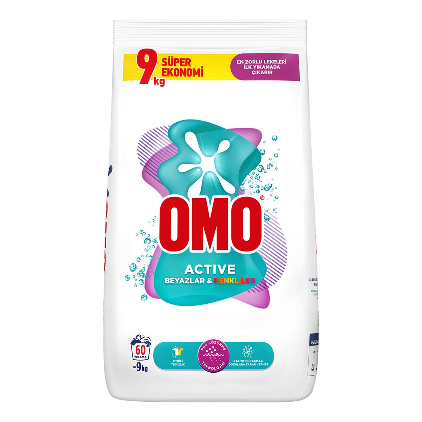 1 adet Omo Active Toz Deterjan Renkliler & Beyazlar 9 Kg