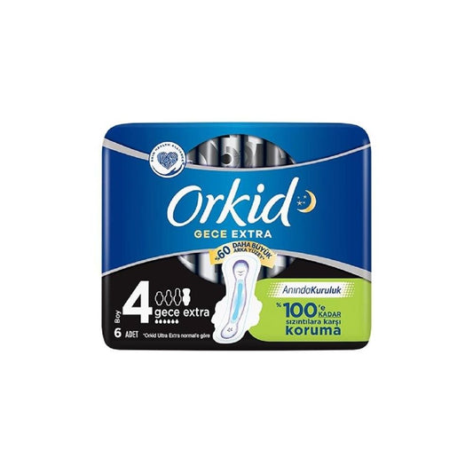 1 koli X 24 Orkid 4 no Ultra Extra Hijyenik Ped Gece ve Gündüz 6 Adet