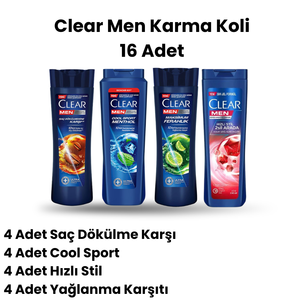1 koli x16 Clear Men Şampuan Karma Koli