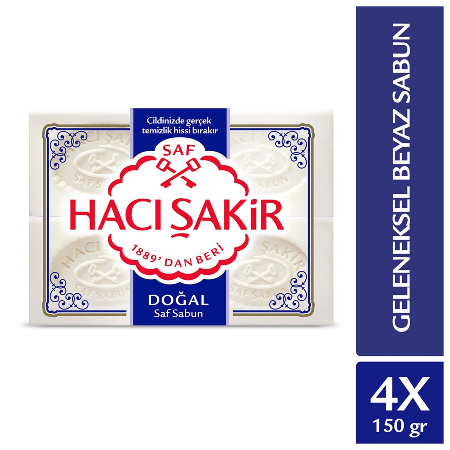 1 koli  x15 adet Hacı Şakir Doğal Beyaz Kalıp Sabun 4X150 G