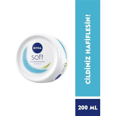 1 adet Nivea Soft Nemlendirici Vücut Bakım Kremi 200ml, Jojoba Yağı, E Vitamini, Yüz Vücut El,