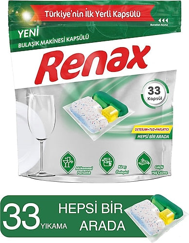1 koli x6 Renax Bulaşık Kapsül 33 lü
