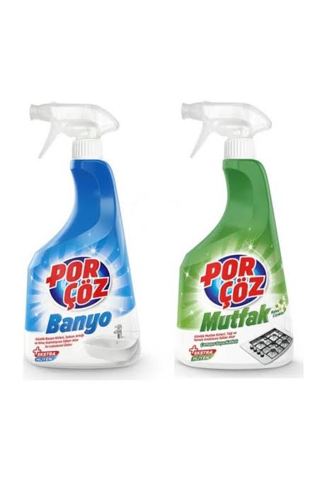 1 koli x 6 Porçöz Mutfak & Banyo Temizlik Spreyi 750 Ml. 2'li Set