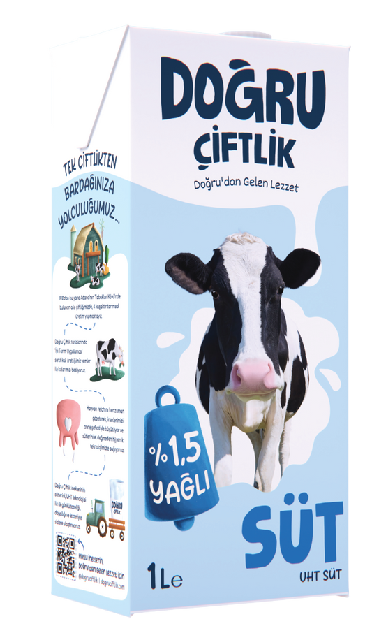 1 koli x12 Doğru Çiftlik Süt 1 Lt % 1,5 Yağl