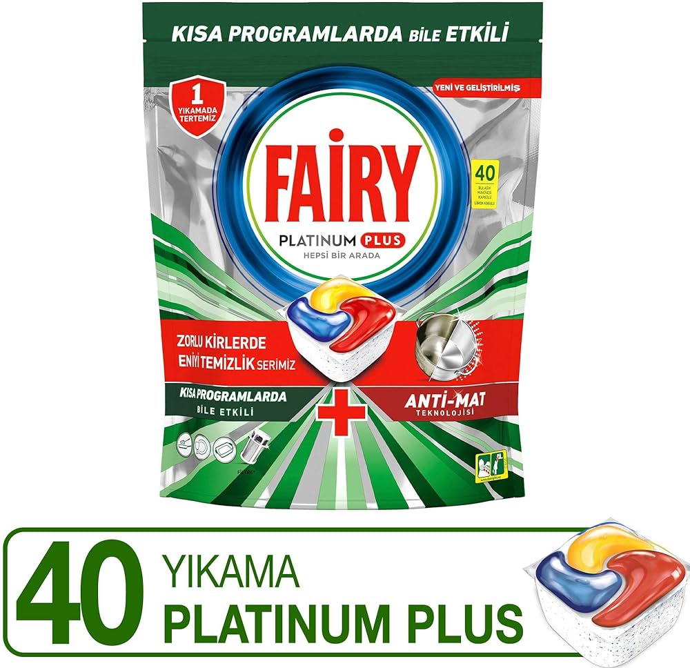 1 koli x4 Fairy Platinum Plus 40'lı Limon Kokulu Tablet