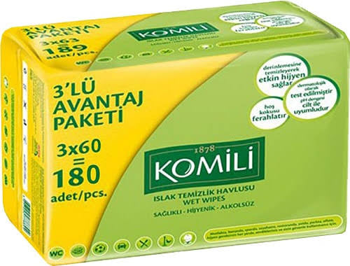 1 koli Komili 60 Yaprak 3'lü Paket Islak MendilX 12