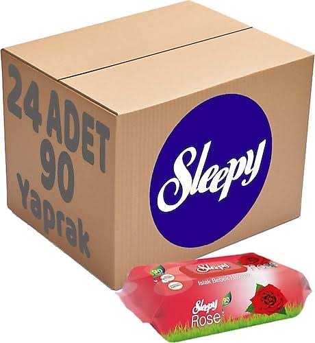 1 koli Sleepy Gül Kokulu 90 Yaprak 24'lü Paket Islak Mendil