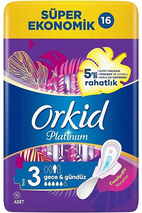 1 koli X 12 Orkid Platinum Gece Boy 3 Hijyenik Ped 16'lı