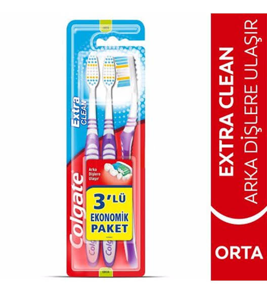 1 paket x12 adet 
COLGATE DİŞ FIRÇASI EXTRA CLEAN 3 LÜ PAKET