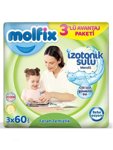 1 koli Molfix İzotonik Sulu Ferah Temizlik 60 Yaprak 3'lü Paket Islak ...
X6 paket