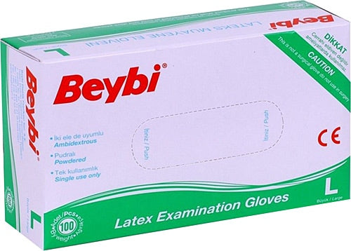 1 adet Beybi Nitril Eldiven Pudralı L 100lü