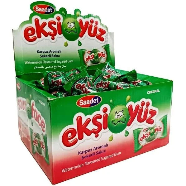 1 Paket x100 Ekşiyüz Karpuz Aromalı Şekerli Sakız